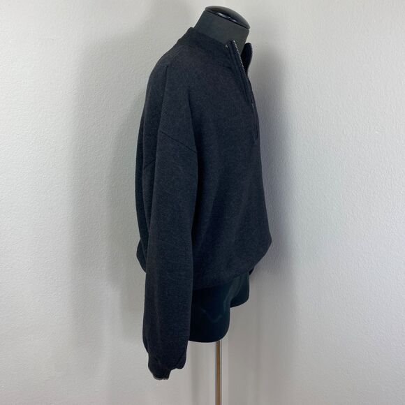 Carnoustie Dark Gray Black Wool Blend Pullover Sweater Lg Long Sleeves 1/4 Zip - Picture 11 of 16
